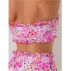 imageSOLY HUX Womens Bandeau Bikini Set Tie Knot Front Frill Strapless High Waisted Bathing Suit Two Piece SwimsuitPink Floral