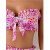 imageSOLY HUX Womens Bandeau Bikini Set Tie Knot Front Frill Strapless High Waisted Bathing Suit Two Piece SwimsuitPink Floral
