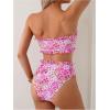 imageSOLY HUX Womens Bandeau Bikini Set Tie Knot Front Frill Strapless High Waisted Bathing Suit Two Piece SwimsuitPink Floral