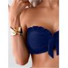 imageSOLY HUX Womens Bandeau Bikini Set Tie Knot Front Frill Strapless High Waisted Bathing Suit Two Piece SwimsuitPlain Dark Blue