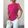 imageSOLY HUX Womens Blouse Ruched Off The Shoulder Short Sleeve Asymmetric Neck Summer TopsPlain Hotpink
