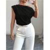 imageSOLY HUX Womens Blouse Ruched Off The Shoulder Short Sleeve Asymmetric Neck Summer TopsSolid Black