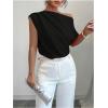 imageSOLY HUX Womens Blouse Ruched Off The Shoulder Short Sleeve Asymmetric Neck Summer TopsSolid Black