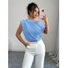 imageSOLY HUX Womens Blouse Ruched Off The Shoulder Short Sleeve Asymmetric Neck Summer TopsSolid Light Blue