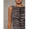 imageSOLY HUX Womens Bodycon Mini Dress Y2k Animal Print Crewneck Sleeveless Ruched Party Club DressesBrown Tiger
