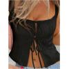imageSOLY HUX Womens Bow Tie Front Tank Top Sleeveless Square Neck Y2k Crop TopsSolid Black