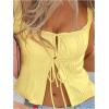 imageSOLY HUX Womens Bow Tie Front Tank Top Sleeveless Square Neck Y2k Crop TopsSolid Yellow