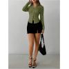 imageSOLY HUX Womens Button Down Ruched Blouse Long Sleeve Shirts Slim Fit Aesthetic TopsArmy Green