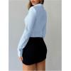 imageSOLY HUX Womens Button Down Ruched Blouse Long Sleeve Shirts Slim Fit Aesthetic TopsLight Blue