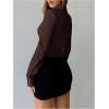 imageSOLY HUX Womens Button Down Ruched Blouse Long Sleeve Shirts Slim Fit Aesthetic TopsSolid Brown