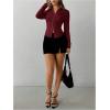 imageSOLY HUX Womens Button Down Ruched Blouse Long Sleeve Shirts Slim Fit Aesthetic TopsSolid Burgundy