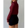 imageSOLY HUX Womens Button Down Ruched Blouse Long Sleeve Shirts Slim Fit Aesthetic TopsSolid Burgundy