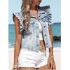 imageSOLY HUX Womens Denim Jacket Ruffle Cap Sleeve Button Down Trendy Crop Jean Jackets CoatPlain Blue