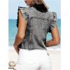 imageSOLY HUX Womens Denim Jacket Ruffle Cap Sleeve Button Down Trendy Crop Jean Jackets CoatPlain Light Grey