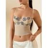imageSOLY HUX Womens Floral Lace Trim Camisole Spaghetti Strap Fitted Shirt Top Summer Crop Cami TopsApricot Floral