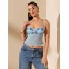 imageSOLY HUX Womens Floral Lace Trim Camisole Spaghetti Strap Fitted Shirt Top Summer Crop Cami TopsBlue Floral