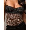 imageSOLY HUX Womens Floral Lace Trim Camisole Spaghetti Strap Fitted Shirt Top Summer Crop Cami TopsBrown Leopard