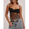 imageSOLY HUX Womens Floral Lace Trim Camisole Spaghetti Strap Fitted Shirt Top Summer Crop Cami TopsBrown Multi