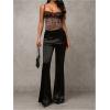 imageSOLY HUX Womens Floral Lace Trim Camisole Spaghetti Strap Fitted Shirt Top Summer Crop Cami TopsCoffee Brown