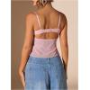 imageSOLY HUX Womens Floral Lace Trim Camisole Spaghetti Strap Fitted Shirt Top Summer Crop Cami TopsPink Floral