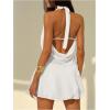 imageSOLY HUX Womens Halter Mini Dress Deep V Neck Draped Ruffle Hem Backless Sleeveless Party DressesPlain White