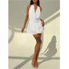 imageSOLY HUX Womens Halter Mini Dress Deep V Neck Draped Ruffle Hem Backless Sleeveless Party DressesPlain White