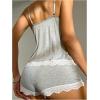 imageSOLY HUX Womens Lace Pajama Set V Neck Cami Tops and Shorts Sleepwear LoungewearPlain Light Grey