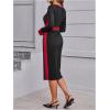 imageSOLY HUX Womens Long Sleeve Square Neck Bodycon Elegant Midi Dress Pencil Cocktail Party DressesBurgundy and White