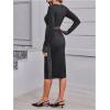imageSOLY HUX Womens Long Sleeve Square Neck Bodycon Elegant Midi Dress Pencil Cocktail Party DressesGrey and White
