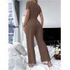 imageSOLY HUX Womens Lounge Set Short Sleeve Crop Top and Wide Leg Pants Pajamas 2 Piece SleepwearChocolate Brown