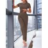 imageSOLY HUX Womens Lounge Set Short Sleeve Crop Top and Wide Leg Pants Pajamas 2 Piece SleepwearChocolate Brown