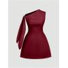 imageSOLY HUX Womens Mini Dress Off The Shoulder Sleeveless Tie Shoulder A Line Flared Party DressesPlain Burgundy