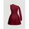 imageSOLY HUX Womens Mini Dress Off The Shoulder Sleeveless Tie Shoulder A Line Flared Party DressesPlain Burgundy