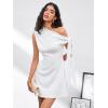 imageSOLY HUX Womens Mini Dress Off The Shoulder Sleeveless Tie Shoulder A Line Flared Party DressesPlain White