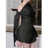 imageSOLY HUX Womens Mini Dress Off The Shoulder Sleeveless Tie Shoulder A Line Flared Party DressesSolid Black