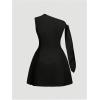imageSOLY HUX Womens Mini Dress Off The Shoulder Sleeveless Tie Shoulder A Line Flared Party DressesSolid Black