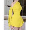 imageSOLY HUX Womens Mini Dress Off The Shoulder Sleeveless Tie Shoulder A Line Flared Party DressesSolid Yellow