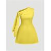 imageSOLY HUX Womens Mini Dress Off The Shoulder Sleeveless Tie Shoulder A Line Flared Party DressesSolid Yellow
