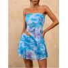 imageSOLY HUX Womens Mini Skirt Set 2 Piece Floral Print Tube Top Skirts Going Out Outfits Beach Vacation ClothesBlue Floral