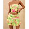 imageSOLY HUX Womens Mini Skirt Set 2 Piece Floral Print Tube Top Skirts Going Out Outfits Beach Vacation ClothesMint Green