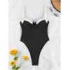 imageSOLY HUX Womens One Piece Bathing Suits High Cut Swimwear Push Up Bathing Suits Beach Vacation ClothesBlack and White