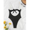 imageSOLY HUX Womens One Piece Bathing Suits High Cut Swimwear Push Up Bathing Suits Beach Vacation ClothesBlack and White