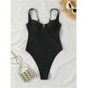 imageSOLY HUX Womens One Piece Bathing Suits High Cut Swimwear Push Up Bathing Suits Beach Vacation ClothesSolid Black