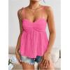 imageSOLY HUX Womens Peplum Crop Tops Y2K Cute Babydoll Tops Lace Ruched Dressy Casual Spaghetti Strap Going Out CamisolePlain Hotpink