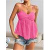 imageSOLY HUX Womens Peplum Crop Tops Y2K Cute Babydoll Tops Lace Ruched Dressy Casual Spaghetti Strap Going Out CamisolePlain Hotpink