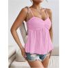 imageSOLY HUX Womens Peplum Crop Tops Y2K Cute Babydoll Tops Lace Ruched Dressy Casual Spaghetti Strap Going Out CamisolePlain Light Pink