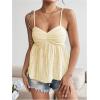 imageSOLY HUX Womens Peplum Crop Tops Y2K Cute Babydoll Tops Lace Ruched Dressy Casual Spaghetti Strap Going Out CamisolePure Yellow