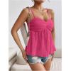imageSOLY HUX Womens Peplum Crop Tops Y2K Cute Babydoll Tops Lace Ruched Dressy Casual Spaghetti Strap Going Out CamisoleSolid Hotpink