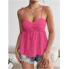 imageSOLY HUX Womens Peplum Crop Tops Y2K Cute Babydoll Tops Lace Ruched Dressy Casual Spaghetti Strap Going Out CamisoleSolid Hotpink