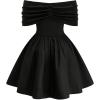 imageSOLY HUX Womens Plus Size Dress Off The Shoulder Short Sleeve Ruched A Line Flared Cocktail Party Short DressesSolid Black